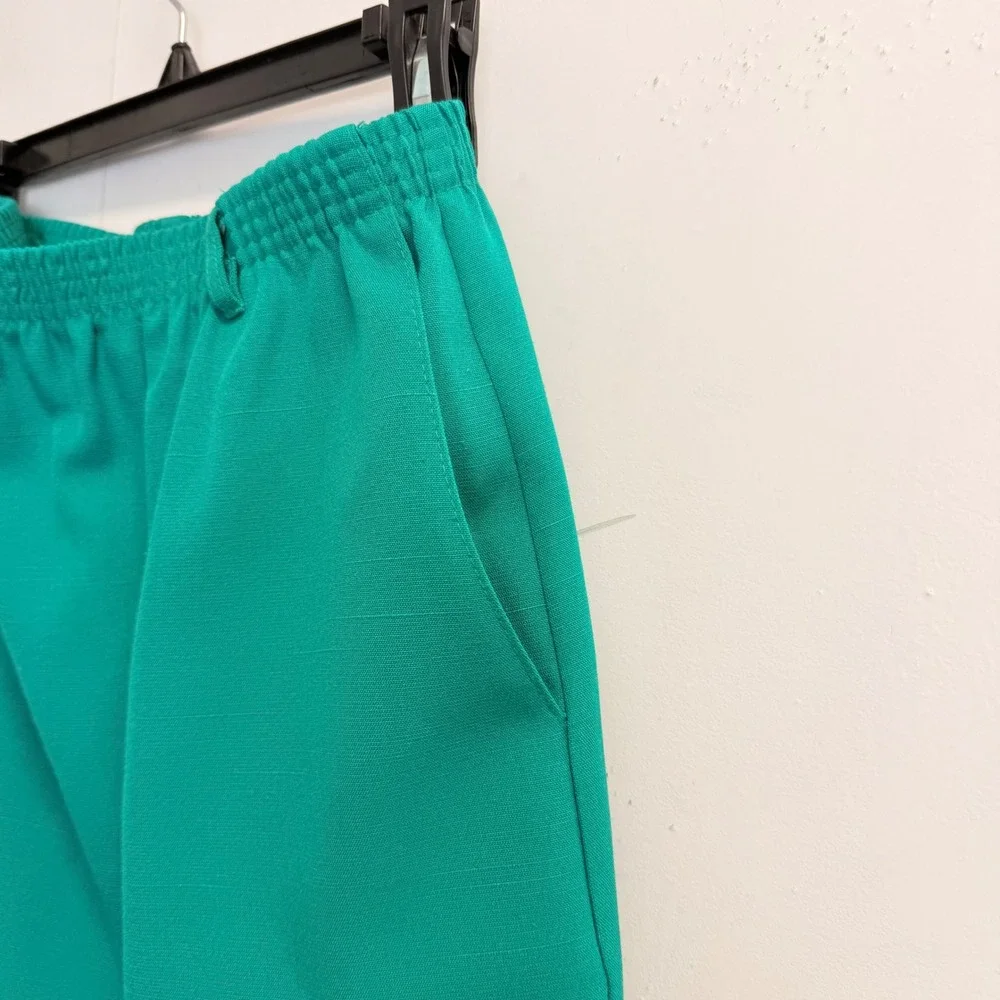 Alfred Dunner Green Skirt Suit Set 16 Vintage Blazer Elastic Waist Skirt USA